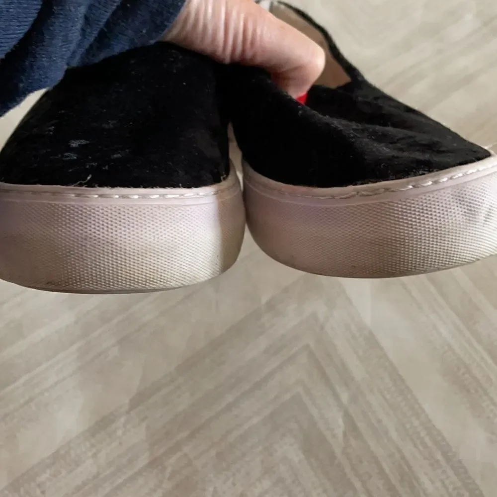 J Slides Angel Black Velvet Slip on Sneakers